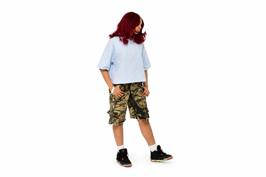 MARQUIS Sky Blue Drop Shoulder Logo Tee