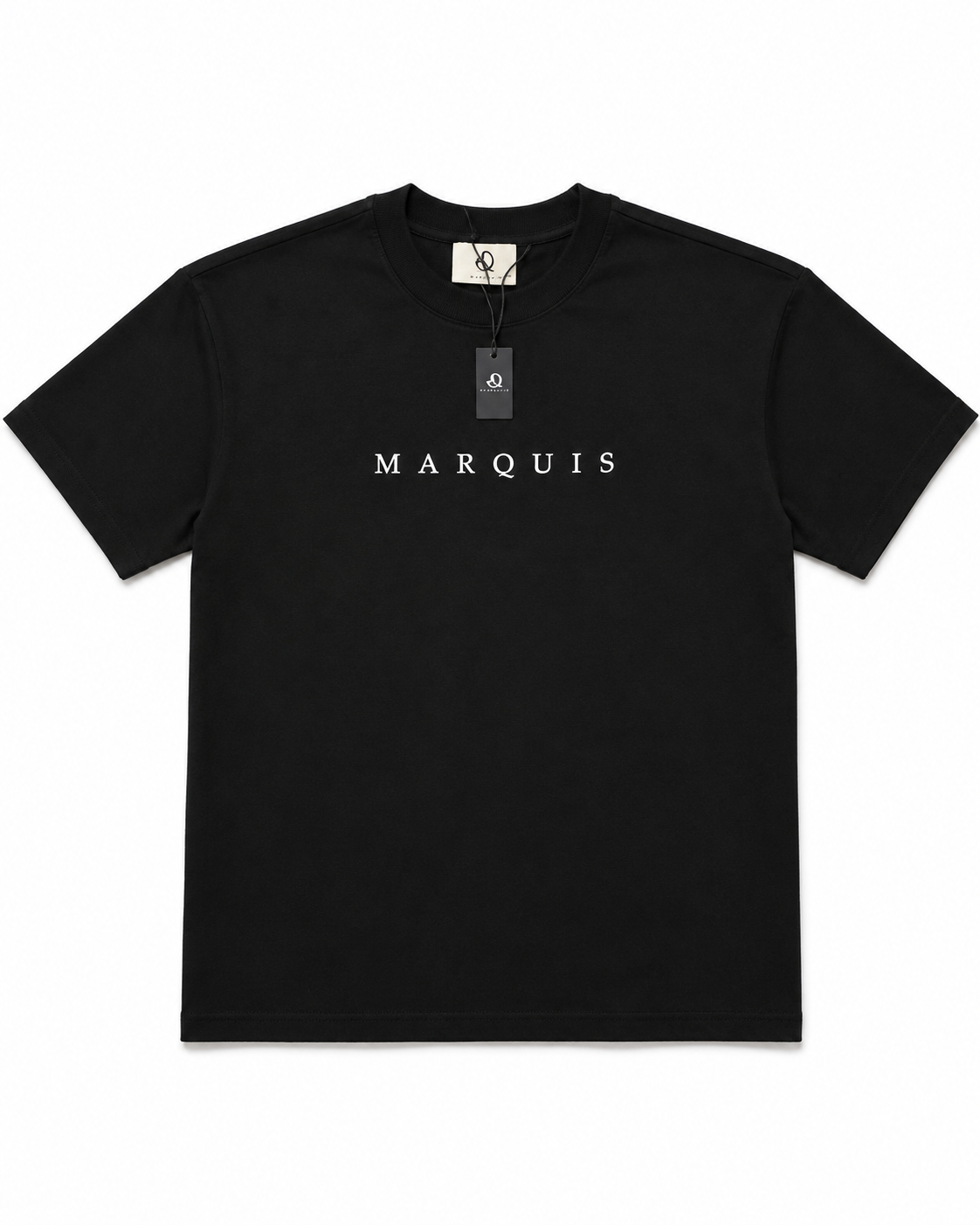 MARQUIS Black Organic Cotton Tee – Signature Expertly Sewn at Center