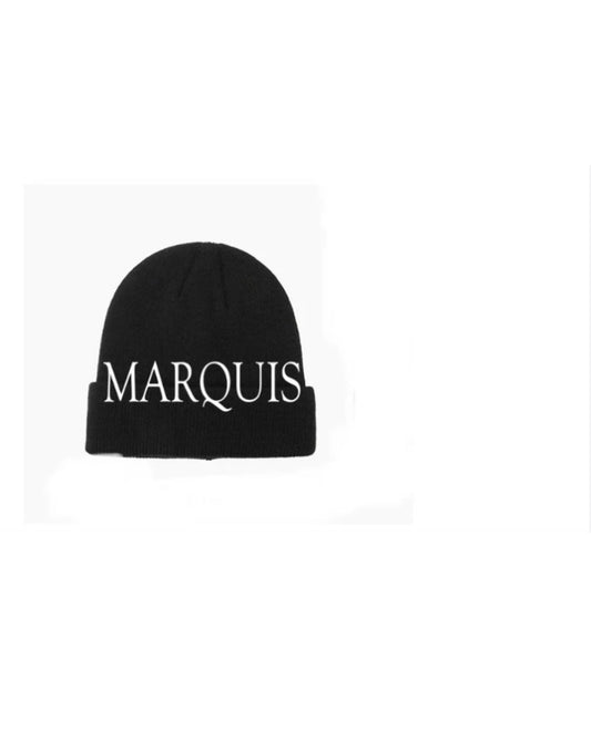 BLACK BEANIE WITH MARQUIS SIGNATURE